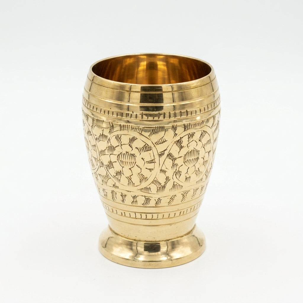 Brass engraved designer tumbler with premium polished finish