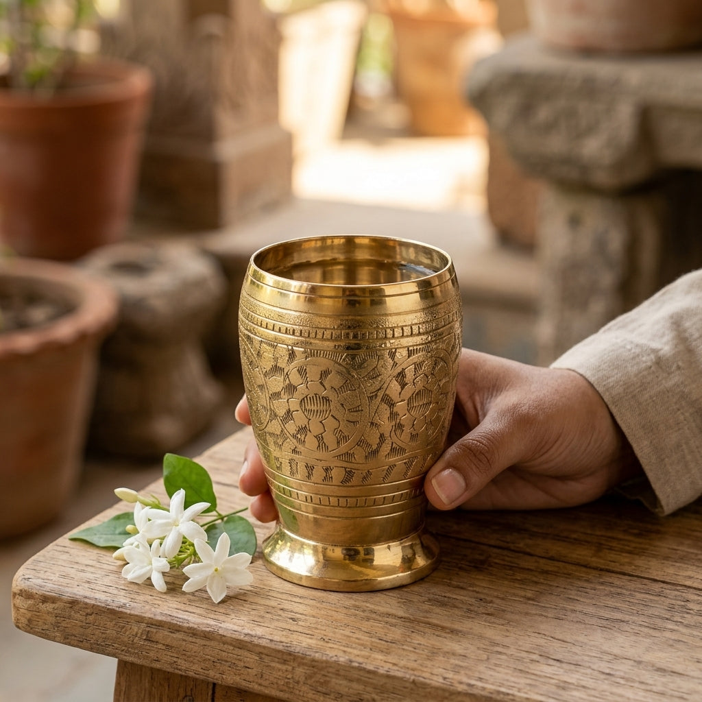 Handcrafted engraved designer tumbler for elegant tableware