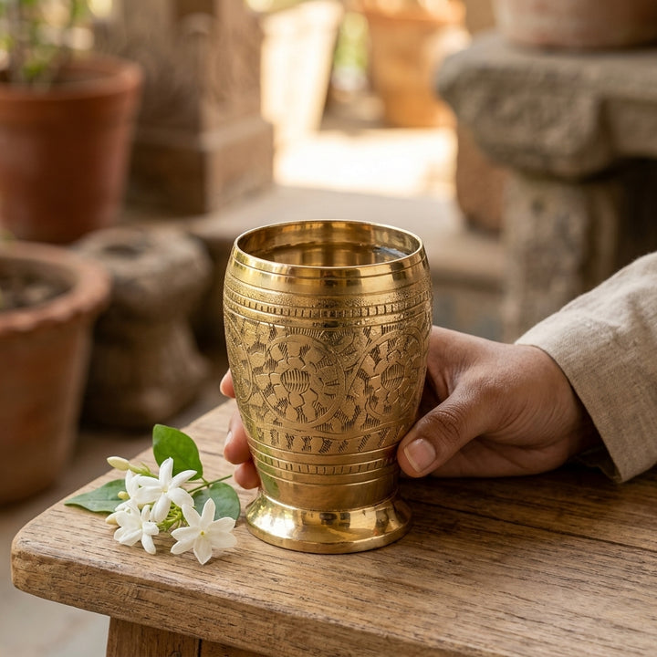 Handcrafted engraved designer tumbler for elegant tableware