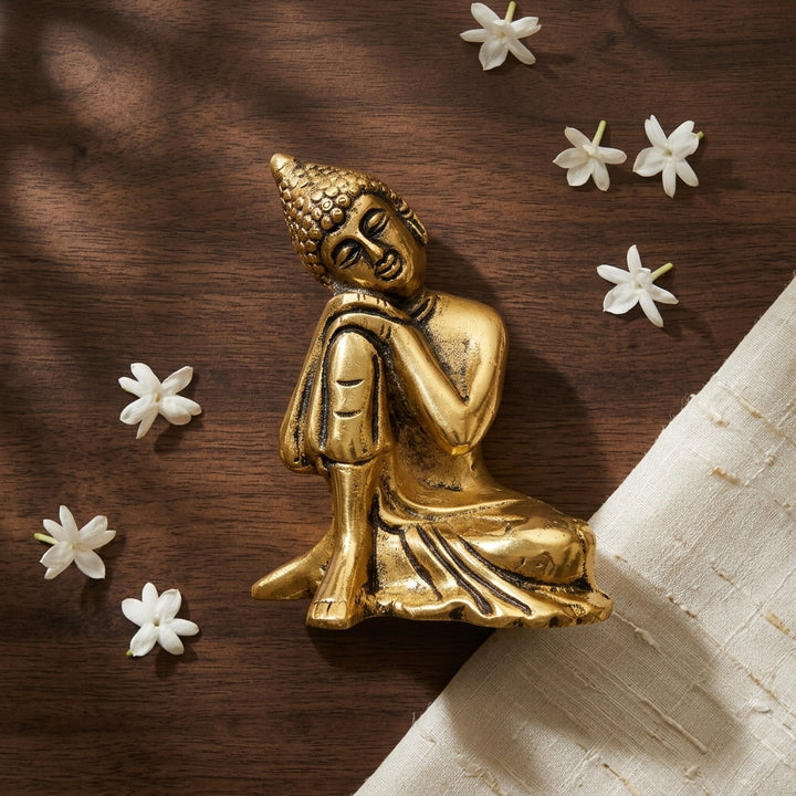 Premium Golden Resting Buddha Showpiece for living room décor