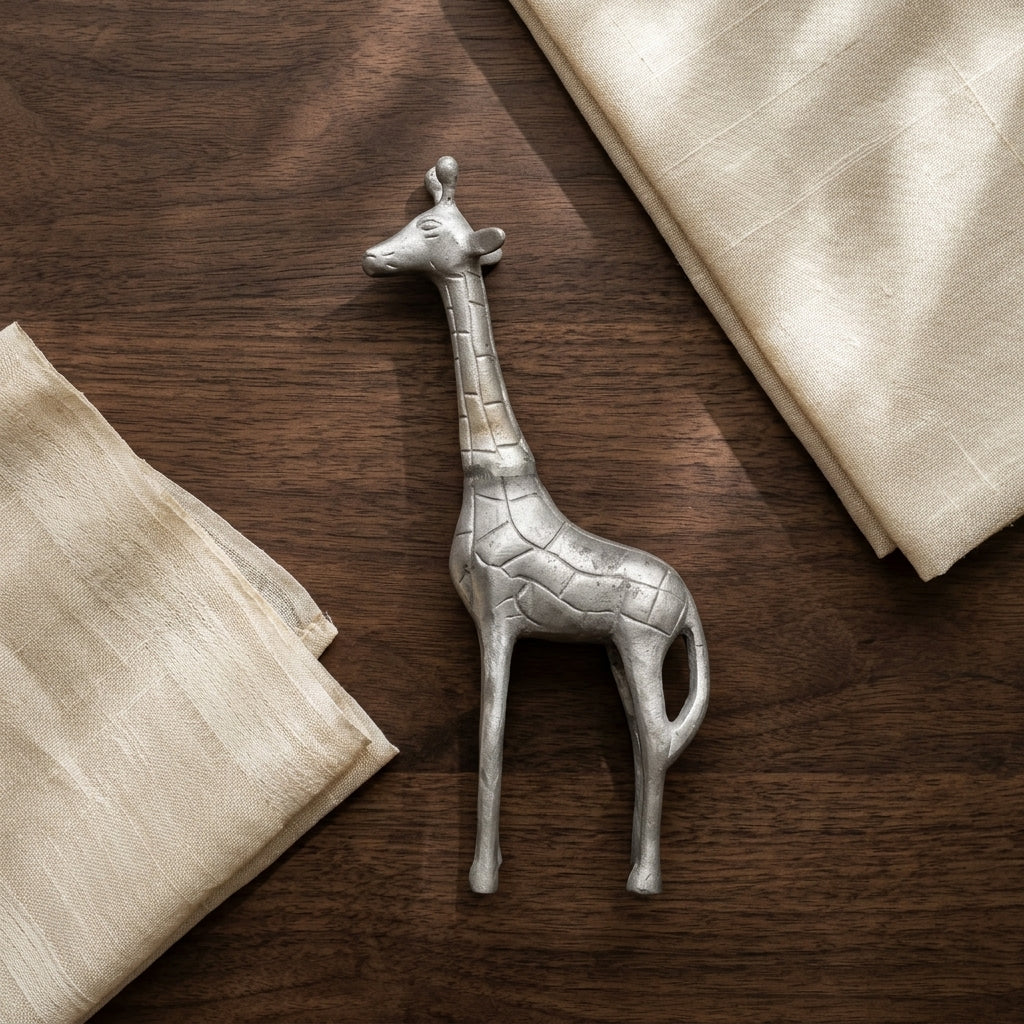Luxury silver giraffe showpiece for modern home décor