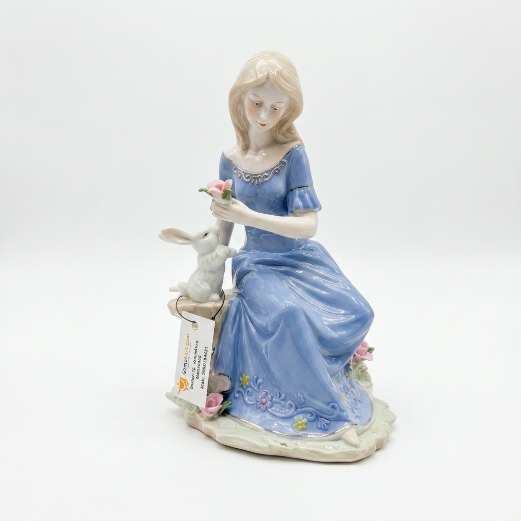 Elegant Lady with Rabbit Showpiece for home décor