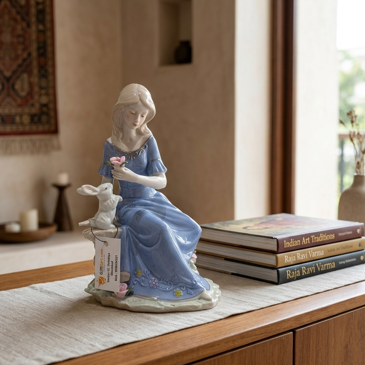 Premium Elegant Lady with Rabbit Showpiece for gifting