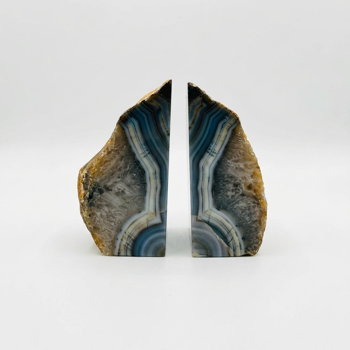 Blue Agate Bookends
