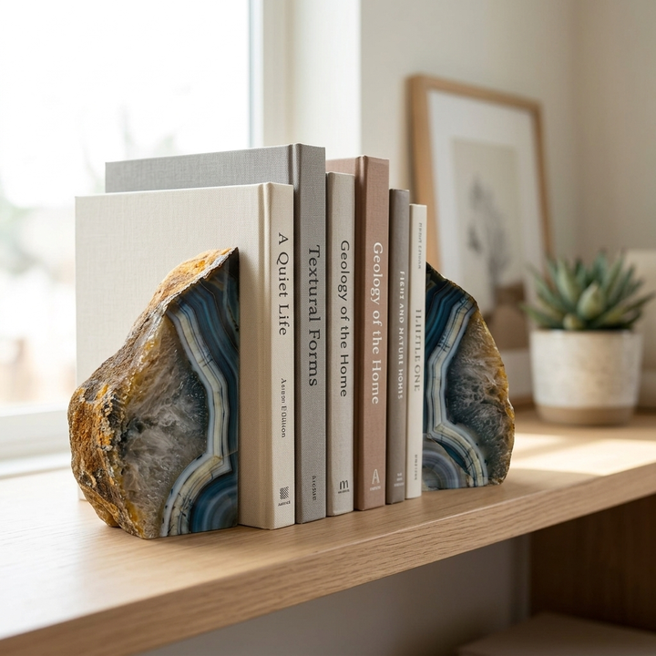 Blue Agate Bookends