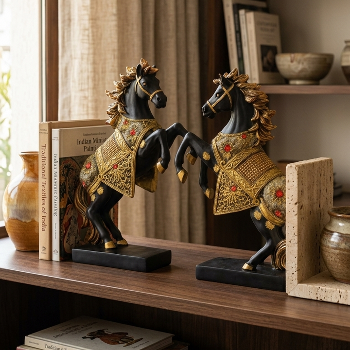 Galloping Royal Black Horse Showpiece