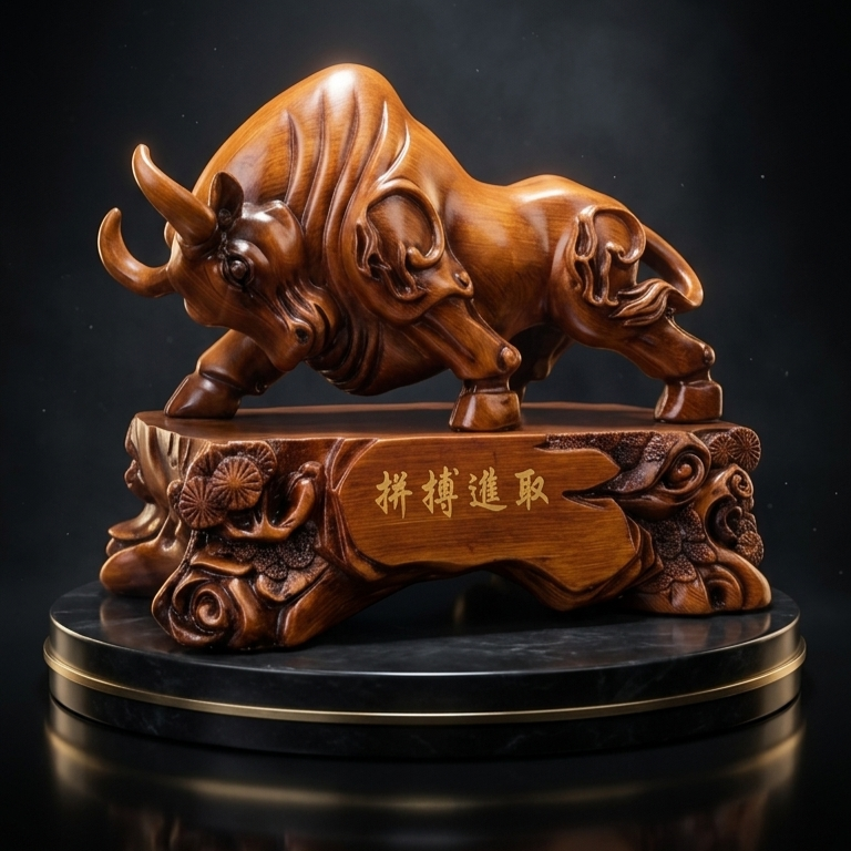 Decorative wooden bull sculpture for luxury gifting and interiors