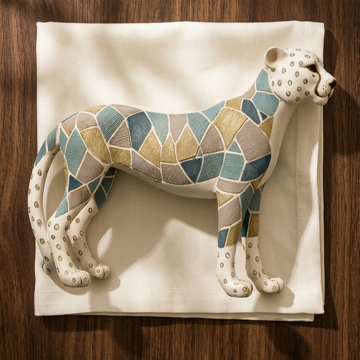 Handcrafted geometric leopard showpiece for modern luxury home décor