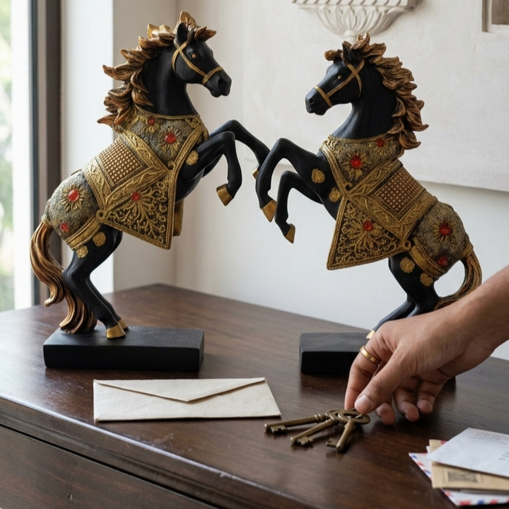 Elegant Royal Black Horse Showpiece