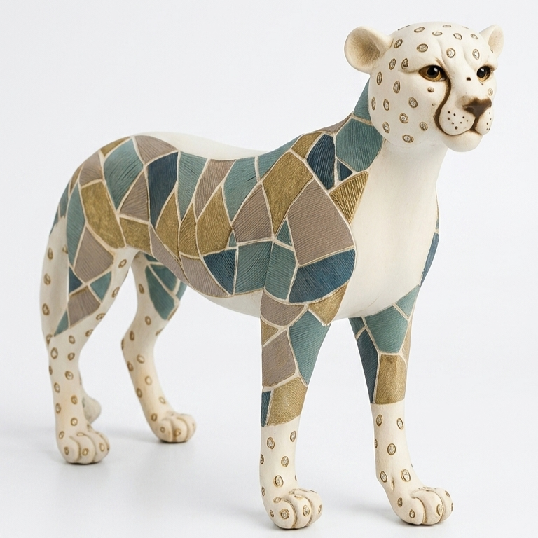 Modern geometric leopard home décor sculpture premium gift item